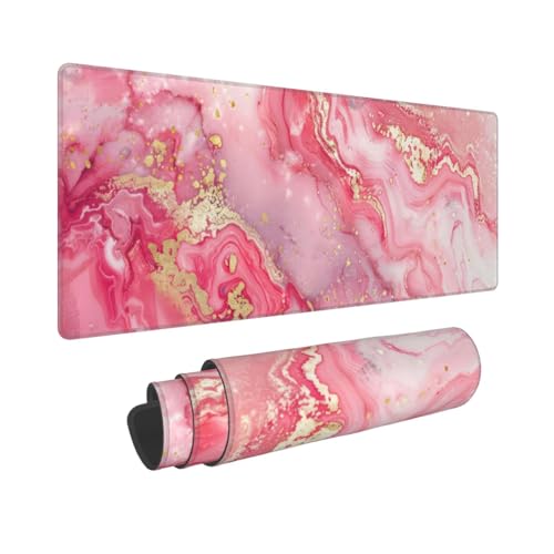 Pink Gold Marble Mouse Pad XL Large Mousepad Non Slip Rubber Base Desk Mat for Laptop Computer Gaming 31.5" X 12" - color: Pink Gold Marble