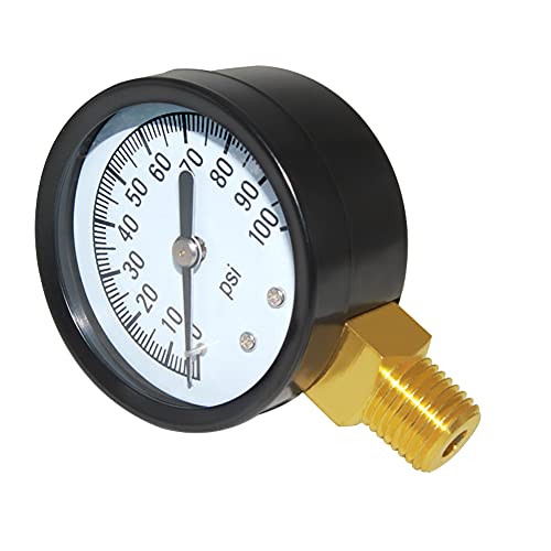 Joywayus Pressure Gauge 0 to 100 PSI Brass 1/4" Male NPT Thread Lower Mount, Multiple Function - size: 0-100PSI--1/4", style: No Glycerin Filled