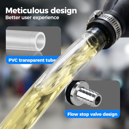 Multifunctional Liquid Siphon Pump, 2026 New Gasoline Siphon Hose Hand Fuel Transfer Pump for Motor Oil, Fuel, Diesel, Water, Fish Tank, Manual Fuel Pump with 6.5ft Hose (Basic Model)