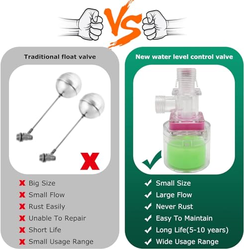 Transparency Water Float Valve, Water Level Control Water Tank Traditional Float Valve Upgrade (1/2” to 1/4“ UP) - size: 1/2” to 1/4“ UP