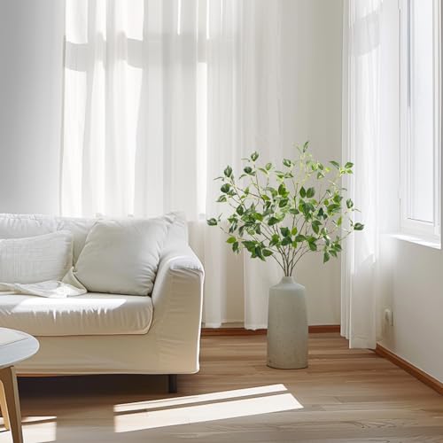 Artificial Plants Greenery Eucalyptus Stems Branches Plant for Home Decor，Faux Rustic Ficus Leaf Floral for Indoor Table Bathroom Bedroom Kitchen Decoration,Real Plastic Eucalytus Wedding Dcor（4PCS) - color: 32""green 4pcs