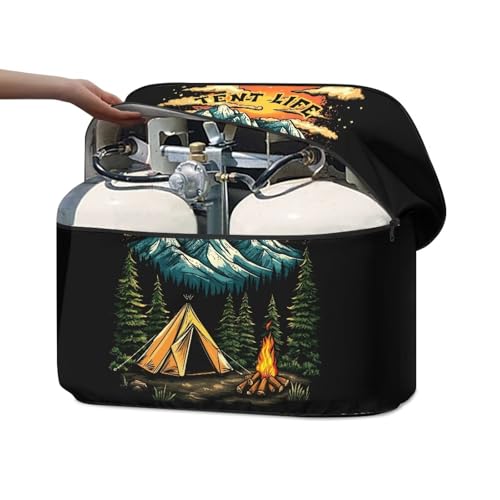 Campfire RV Propane Tank Cover Dual 20lb Propane Tank Cover,Duty Cover for RV,Trailer Travel Accessories - color: Campfire, size: Small-Double 20LB