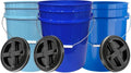 House Naturals 5 Gallon Plastic Blue Food Grade Made in USA Bucket Container with Air Tight Screw on Lid (Pack of 3) - color: Blue