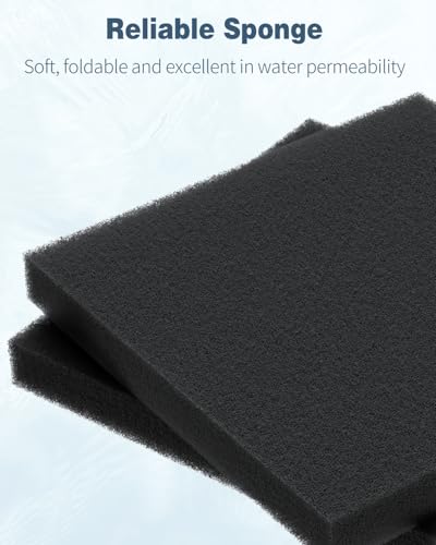 Pawfly 9" L x 9" W Aquarium Filter Media Sponge Aquarium Filter Media Pad for Sumps Ponds Hydroponics Black Foam Floss for Water Filtration, 2 Pack - size: 9" x 9" x 1"
