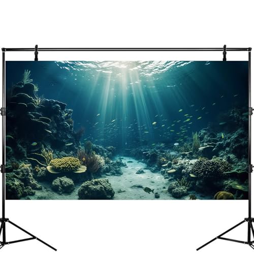 Ocean Floor Fish Tank Background Under The Sea Coral Reef Aquarium Background Underwater Aquatic Plants Corals Rock Terrarium Backgrounds Tropical Fish Deep Sea Fish Tank Backgrounds Decor 30x12in - color: Dark Blue, size: 24(W)x12(H)inches/ 60(W)*30cm(H)