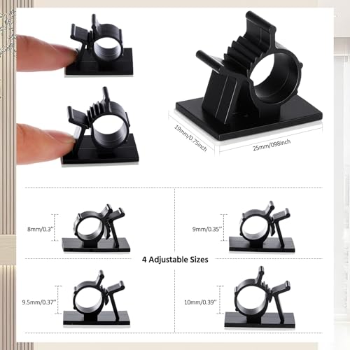 Eboot 50 Pieces Adhesive Cable Wire Clips Strong Cord Clips Wire Holders Cable Cord Straps Management Clamps Tie Holder for The Wall, Under Desk, Car, Office and Home