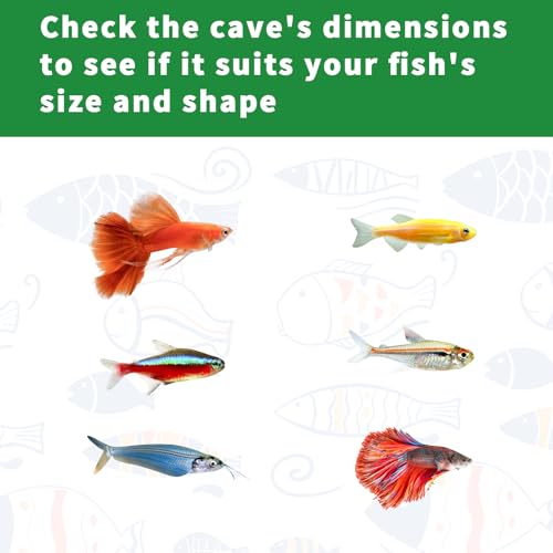 Fish Tank Accessories, Resin Natural-Looking Wood-Like Aquarium Cave, Tunnel Cave & Hideout for Aquarium, Fish Tank Decorations for Guppy, Neon Tetra, Corydoras Catfish, Betta