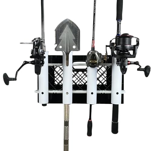 HiUmi Wall Mounted Fishing Rod Holders Tubes Links Fishing Rod Holder Rack Rests (4-Pole-White) - color: 4-pole-white