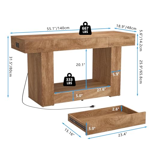 55–75/90 Gallon Aquarium Stand, 48 Inch Fish Tank Stand with Power Outlets & USB Ports, Heavy Duty Double Aquarium Stand for Turtle Reptile Terrarium, Farmhouse Tank Stand, Natural Wood - color: Natural