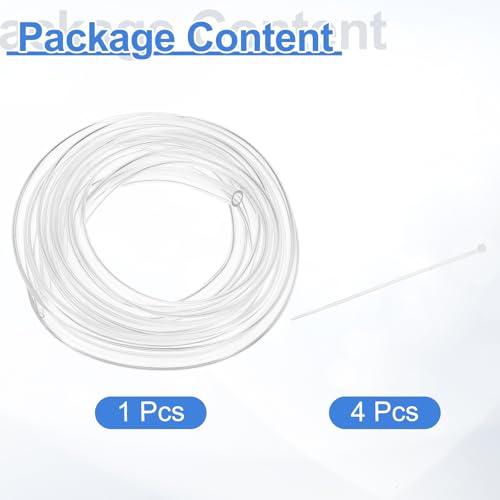 uxcell Flexible PVC Tubing, 5mm ID x 7mm OD - 6.6 Feet Long Clear Vinyl Water Pipe, Lightweight Plastic Hose Water Pipe with Zip Ties for Aquaponics, Air Hose, Irrigation - size: 5mm ID x 7mm OD
