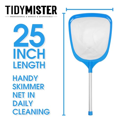 TidyMister Hot Tub Skimmer Spa Net with 12'' Aluminum Pole Ultra Fine Mesh Net Handy Leaf Skimmer for Small Above Ground Pools Pick Up Fine Debris Lightweight Net - size: 12inch