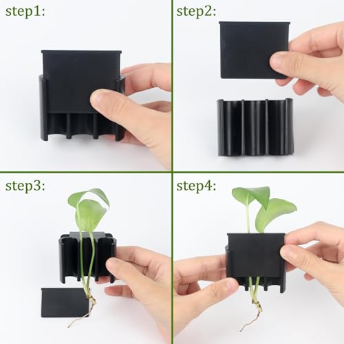 3 Holes Upgraded Aquatic Plant Cup Aquarium Plant Holder for Tank,Aquascape Accessories Decorations- Black 4 Pcs - color: Black 4 Pcs