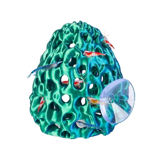 Uniclife Shrimp Cave, Shrimp Hides for Aquarium, Realistic Plastic Aquarium Coral Rock Decorations with Suction Cup, Betta Hideout Tank Accessories for Fish Tank Decor, Blue-to-Green Gradient - color: Blue-to-green Gradient