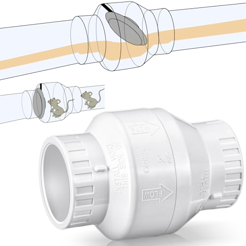 Geetery 1 Pcs 2 Inch PVC Slip Swing Check Valve No Spring Back Flow Preventer Valve White No Return Silent Backflow for Backflow Prevention, Reduces Water Hammer Noise - size: 2 Inch