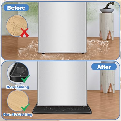 ToLanbbt Mini Fridge Silicone Mat - 20" x 20" x 0.6" Mini Fridge Drip Tray Under Refrigerator Mat Carpet Floor Protector, Leak-Resistant Portable AC Pan for Washing Machine Dishwasher Dryers, Black - color: Black, size: 20"x20"x0.6"