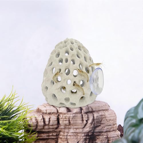 Shrimp Hides for Aquarium, Shrimp Hideout with Suction Cup, Betta Fish Tank Accessories, Aquarium Decor for Small Fish Guppy Hiding Resting (White) - color: White