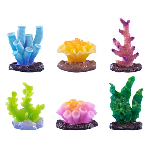 6 Pieces Artificial Coral Plant for Fish Tank Decorative Micro Landscape Decor Aquarium Reef Ornament for Aquarium Tank Decorations Miniature Moss Landscape DIY (6PCS) - color: 6pcs
