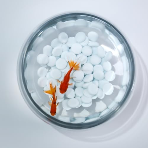 CYS EXCEL White Glass Flat Gemstone Vase Fillers (1 LB) | Flat Aquarium Marble Beads | Decorative Mosaic Glass Gem Pebbles Approx. 85~100 PCS - color: White, size: 1 lb