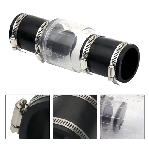 2 Inch Sump Pump Check Valve for Condensate and Sewage Pipes,Silent Check Valve for Backflow Prevention,Loaded Flapper, One-Way Drain Valve,Includes Steel Clamps Fits 2" Schedule 40 Pipe