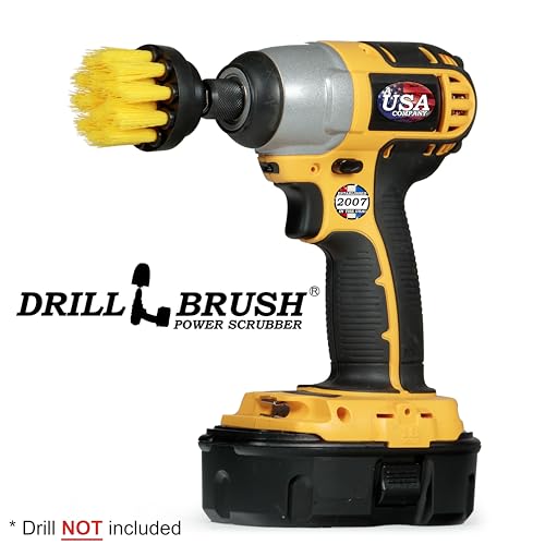 Bathroom Cleaning Brush - Shower Drill Cleaning Brush - Grout and Tile Cleaning Brush - Bathtub Cleaning Brush - Power Cleaning Brush - Shower Scrub Brush - Drill Cleaning Scrubber Brush Kit for Home - color: Yellow