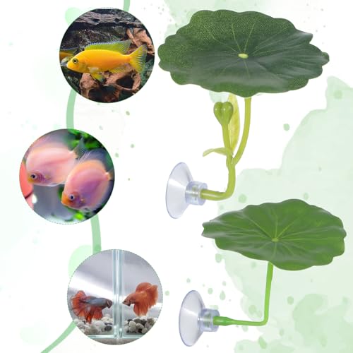 4 Pcs Betta Fish Leaf Hammock Betta Fish Bed Leaf Bettas Suction Cup Tank Decor Green Hammock for Fishes Spawning Grounds Practical Resting Spot Leaves Pad Simulates Natural Habitat Resting Bed