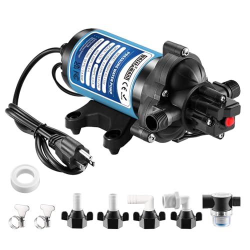 WASSERMANN Water Pressure Pump 115 Volt AC 4.0GPM 55PSI,Water Pump Self Priming Diaphragm Pump with Pressure Switch for Kitchen Bathroom Marine Yacht Garden - size: Small