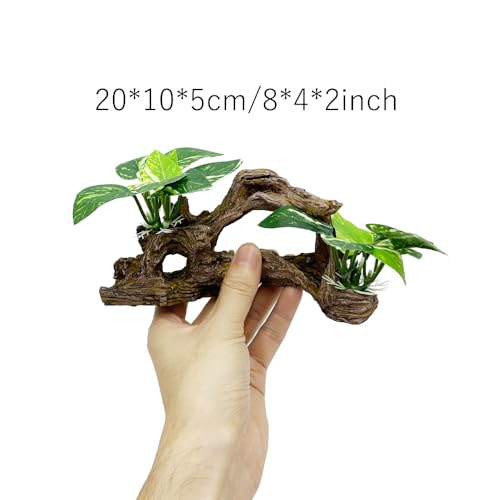 Fish Tank Decorations Aquarium Decor Ornaments Betta Silk Leaf pad Hammock Artifical Driftwood Cave Goldfish Bowl Accessories (Type-E) - color: Type-e