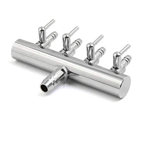 Air Flow Control Lever Valve4-Way with Airline Tubing Connector for Aquarium, Fish Tank
