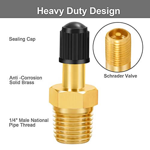 GODESON 1/4" NPT Tank Valve, Anti-Corrosion Brass Schrader Valve with 1/4" Male NPT,Using with Air Compressor Tanks(Pack of 4) - style: 1/4"NPT