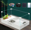 Acrylic Turtle Tank Aquarium with Quiet Water Pump, 3.96gallons, 360° View, Easy to Assemble, Durable for Small Turtles & Reptiles - size: M+Water Pump