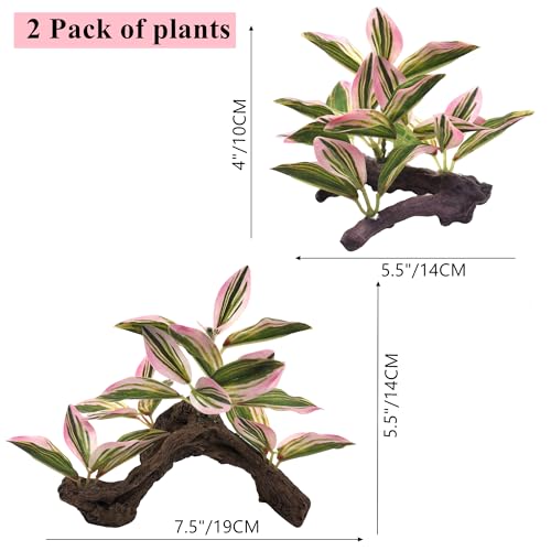 M2cbridge Fish Tank Plastic Soft Grass Artificial Betta Water Plants Decoration Goldfish Hide 2pcs (Pink) - color: Pink