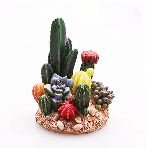 Succulents Cactus Plant Fish Tank Decorations Desert Oasis Decor Sculpture Collection Reptile Turtle Lizard Spider Tanks Terrarium Figurine Statue Décor Ornament Pet - color: Cactus