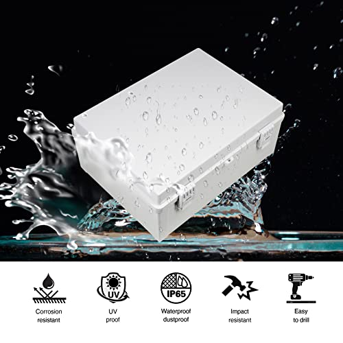 Sunnyglade ABS Plastic Dustproof Waterproof IP65 Junction Box Universal Durable Electrical Project Enclosure with Lock (15.7“x11.8”x7”) - size: 15.7“x11.8”x7”
