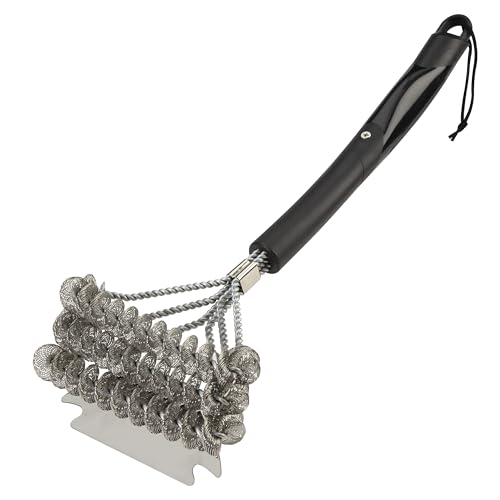 Cuisinart Triple Coil Brush, 17” Stainless Steel Grill Brush with Wide Scraper for All Grates, Bristle Free Grilling Accessory for Worry Free Cleaning, Perfect for BBQs, Cookout & Tailgate Cleaning - size: 17" Triple Coil Grill Brush