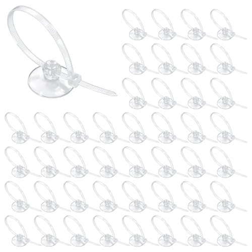 Thinp 30 Pcs Aquarium Suction Cups with 30 Pcs Adjustable Cable Ties, Clear Fish Tank Suctions Cups-Small Suction Cups for Aquarium Plants Planter Moss Shrimp Nest