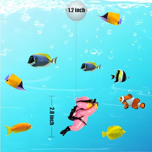 Floating Aquarium Decorations – Diver Fish Tank Floating Decor, Adjustable Floating Fish Tank Accessories for Betta Fish, Cute Aquarium Ornament (Diver Pink) - color: Diver Pink