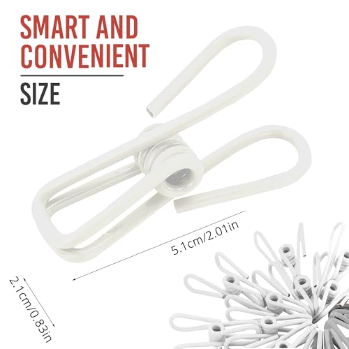 30 Pack White Chip Bag Clips for Food - PVC 2 Inch Coated Sealer for Sealing Food - Paper Holder, Clothesline Clip for Laundry Hanging, Kitchen Bags, Multipurpose Clothes Pins - color: White