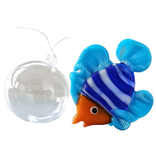 Fish Tank Ornaments Color Bubble Fish Miniature Hand Blown Tropical Fish Figurine Art Glass Sea Animals Collection,Set of 6 for Small and Medium Fish Tanks (2) - color: Multicolored-1