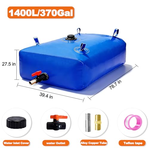 GHOSOONE 1400 L/370 Gal Water Bladder Tank, Foldable Portable Water Storage Container, Emergency Water Bag for RV, Truck Bed, Fire Prevention, Drought Resistance, Blue - color: Blue, size: 370Gal/1400L