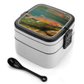 Brook Trout Fly Fishing Stackable Bento Box with Spoon - Leak Proof Lunch Container, Insulated Food Storage Boxes/Invisible Handle for Office, Travel & Picnic