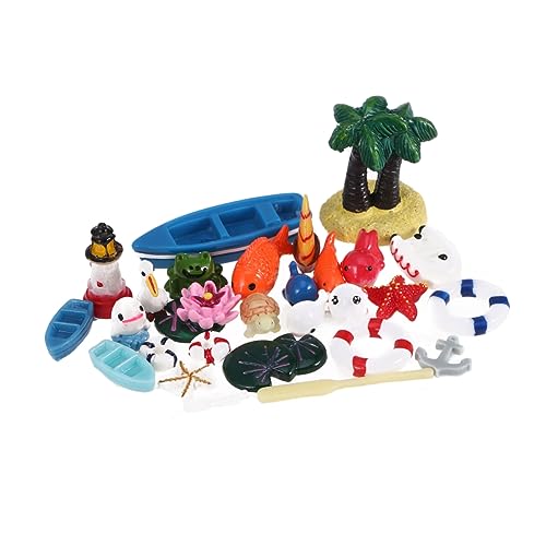 Hemoton 28pcs Ocean Resin Decor Miniature Landscape Ornaments for Aquariums and Terrariums Lightweight Beach-Themed Micro Landscape Decoration for Home and Garden