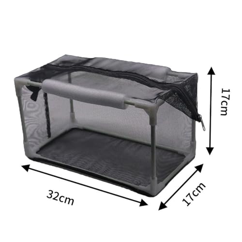 Qianly Separation Net Aquarium Breeder Net Isolation Box Nylon Mesh Isolation Mesh Box Fish Breeder Box with Zipper Suitable for Isolating Sick Fish - size: 32x17x17cm