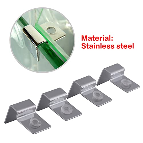 YOUTHINK 4PCS Aquarium Cover Clips, Adjustable Glass Lid Support Holders with Silicone Cushion, Stainless Steel Material, Fit 6/8/10/12mm Thickness Fish Tank Glass (12mm) - color: #-04