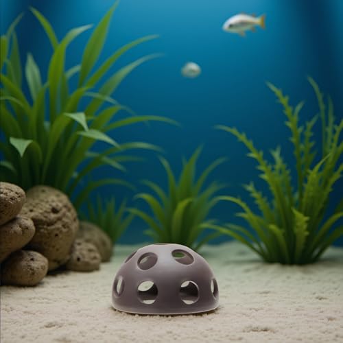 2 Pcs Ceramic Aquarium Cave, Fish & Shrimp Breeding Hideout with Holes - Hemispherical Shelter for Freshwater & Saltwater Tanks, Betta, Cichlid, Crayfish - Porous Pot Decor Hiding Spots Habitat