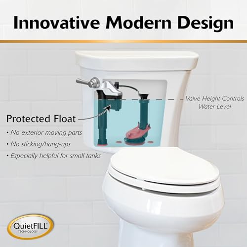 Korky QuietFILL Platinum Toilet Fill Valve - Universal Fits 99% of Toilets - Easy Height Adjust for Fast Install, 528MP