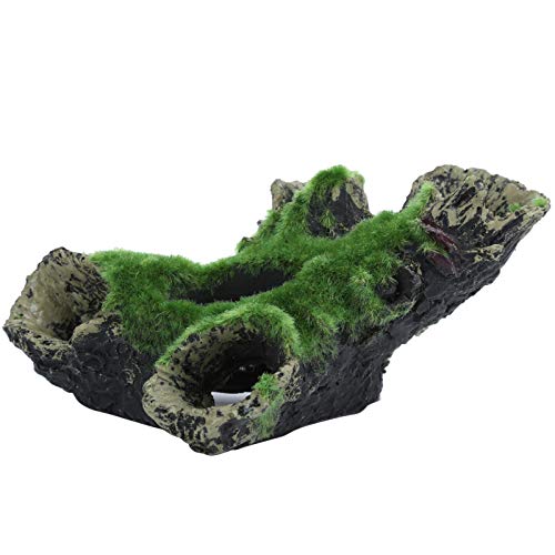 Aquarium Decor Fish Ornament, Artificial Dead Wood Cave Shelter, Natural Design Fish Shelter for & Shrimp, 15x9x6.5cm