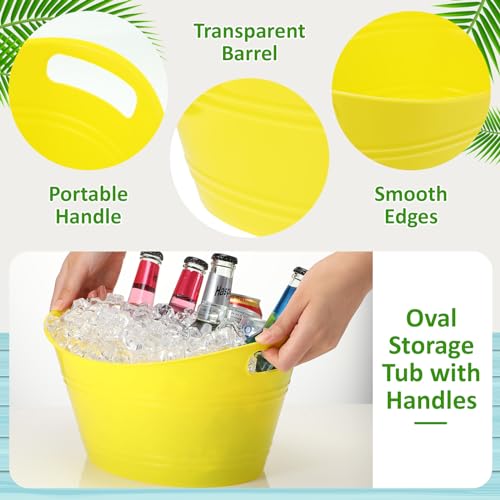 Norme 24 Pcs Oval Storage Tub with Handles, 4.5l Plastic Ice Buckets Bulk for Wine Beer Champagne Drink Cooler Beverage Storage Tub for Parties BBQ Weddings Party Outdoor Celebration(Colorful) - color: Colorful