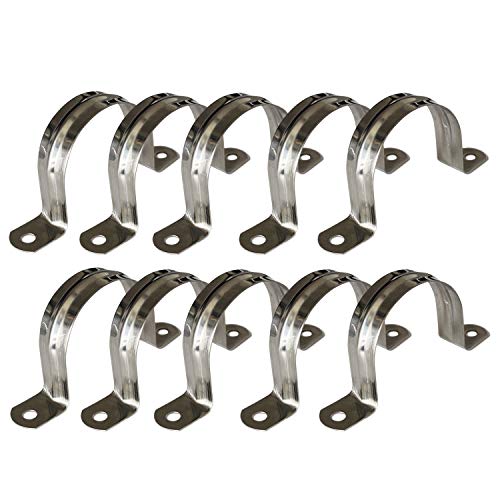 AKIHISA Pipe Clamps, 10 Pcs U Tube Strap Clamp, 304 Stainless Steel 2 Hole Pipe Bracket, ID 1 7/9Inch(45mm) - size: 1-7/9 Inch, style: 10Pcs