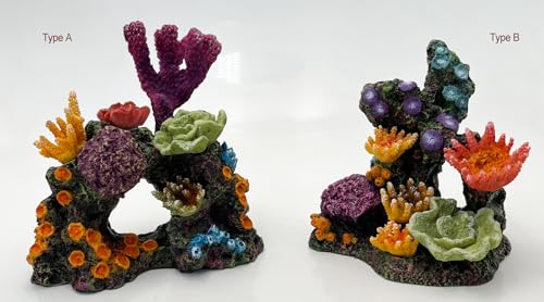 S-Lifeeling Charming Resin Coral Reef Ornament - Realistic Aquarium Decor Gift for Fish & Shrimp Hideaway, Suitable for Freshwater & Saltwater Tanks (6.1 x 4.1 x 6.1 inches) - color: Type a