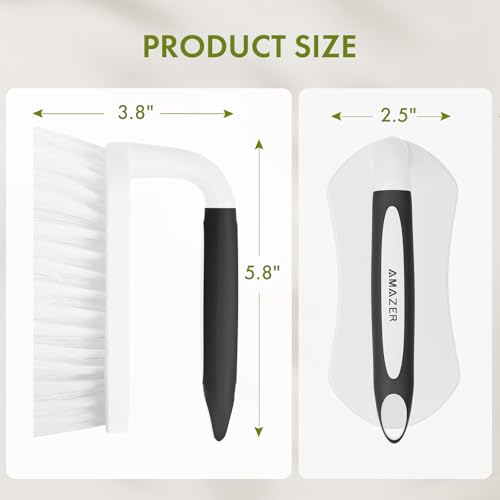 Amazer Scrub Brush for Cleaning Comfort Grip Shower Scrubber Stiff Bristles with Handle Heavy Duty Cleaner Brush for Tub Sink Carpet Floor - Pack of 2 (Black+Black) - color: Black+black
